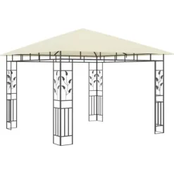 Telte & Lysthuse^The Living Store pavillon med myggenet 3x3x2,73 m 180 g/m² cremefarvet - Festtelte & havepavilloner