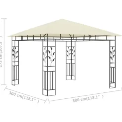 Telte & Lysthuse^The Living Store pavillon med myggenet 3x3x2,73 m 180 g/m² cremefarvet - Festtelte & havepavilloner