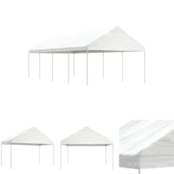 Telte & Lysthuse^The Living Store pavillon med tag 8,92x4,08x3,22 m polyethylen hvid - Festtelte & havepavilloner