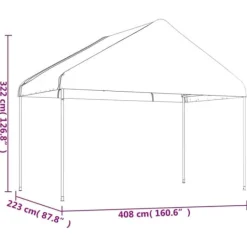 Telte & Lysthuse^The Living Store pavillon med tag 8,92x4,08x3,22 m polyethylen hvid - Festtelte & havepavilloner