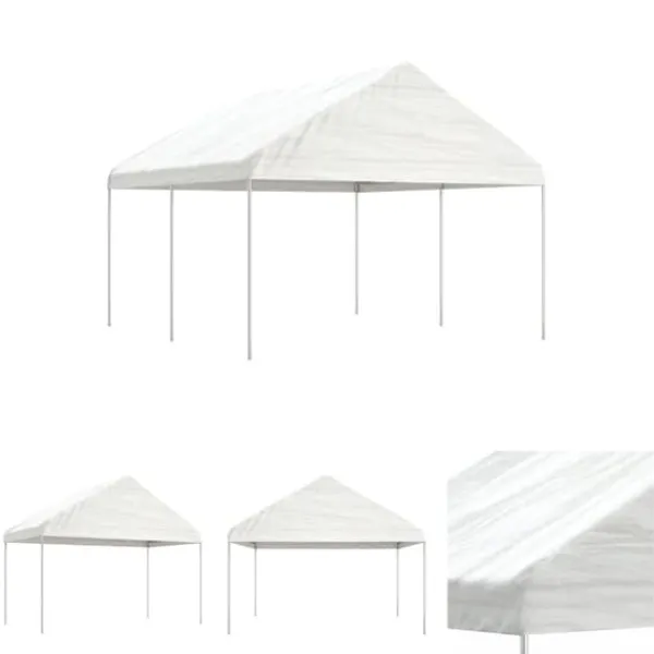Telte & Lysthuse^The Living Store pavillon med tag 4,46x4,08x3,22 m polyethylen hvid - Festtelte & havepavilloner