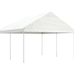 Telte & Lysthuse^The Living Store pavillon med tag 4,46x4,08x3,22 m polyethylen hvid - Festtelte & havepavilloner