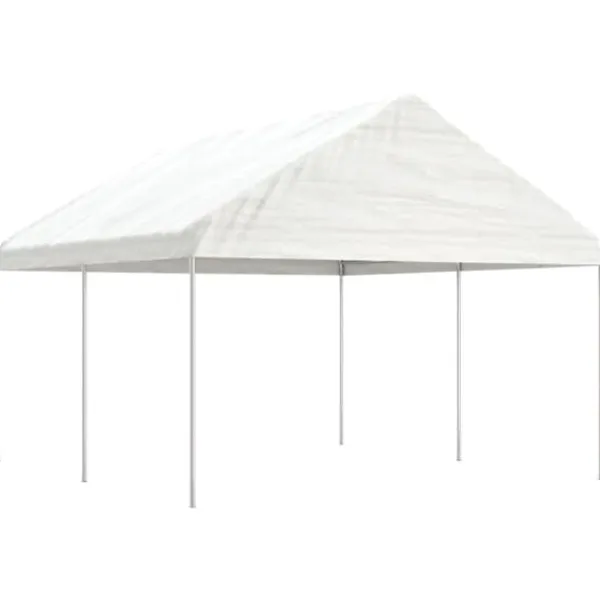 Telte & Lysthuse^The Living Store pavillon med tag 4,46x4,08x3,22 m polyethylen hvid - Festtelte & havepavilloner