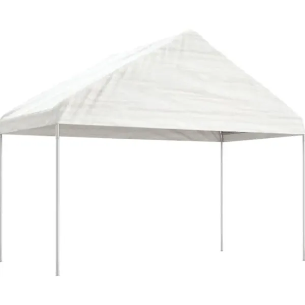 Telte & Lysthuse^The Living Store pavillon med tag 4,46x4,08x3,22 m polyethylen hvid - Festtelte & havepavilloner