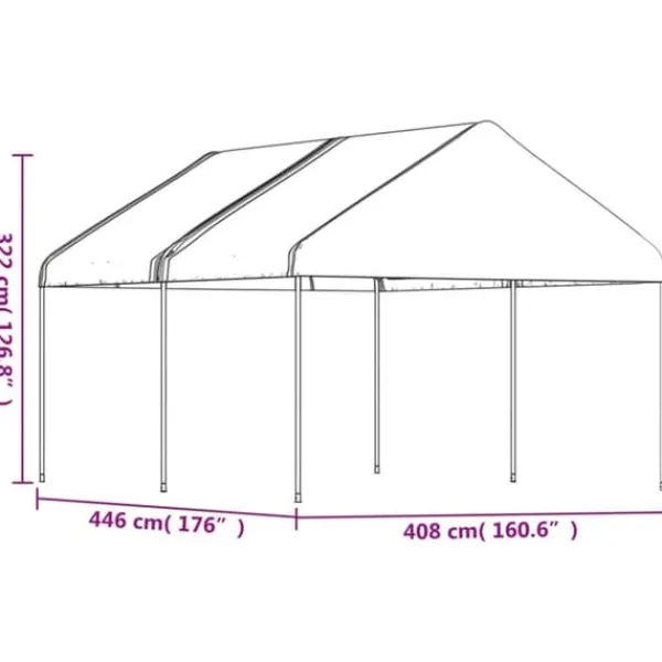 Telte & Lysthuse^The Living Store pavillon med tag 4,46x4,08x3,22 m polyethylen hvid - Festtelte & havepavilloner