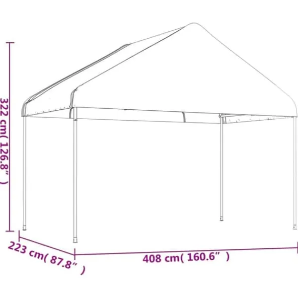Telte & Lysthuse^The Living Store pavillon med tag 4,46x4,08x3,22 m polyethylen hvid - Festtelte & havepavilloner