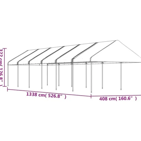 Telte & Lysthuse^The Living Store pavillon med tag 13,38x4,08x3,22 m polyethylen hvid - Festtelte & havepavilloner