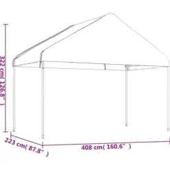 Telte & Lysthuse^The Living Store pavillon med tag 13,38x4,08x3,22 m polyethylen hvid - Festtelte & havepavilloner
