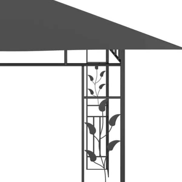 Telte & Lysthuse^The Living Store pavillon med myggenet og LED-lyskæder 4x3x2,73 m antracitgrå - Festtelte & havepavilloner