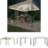 Telte & Lysthuse^The Living Store pavillon med LED-lyskæder 3x3 m stof cremefarvet - Festtelte & havepavilloner