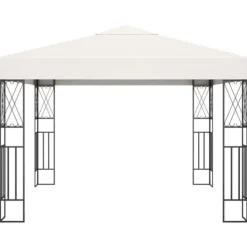 Telte & Lysthuse^The Living Store pavillon med LED-lyskæder 3x3 m stof cremefarvet - Festtelte & havepavilloner