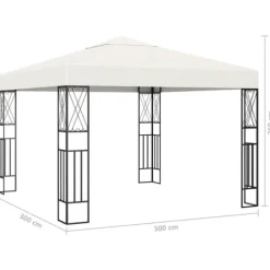 Telte & Lysthuse^The Living Store pavillon med LED-lyskæder 3x3 m stof cremefarvet - Festtelte & havepavilloner