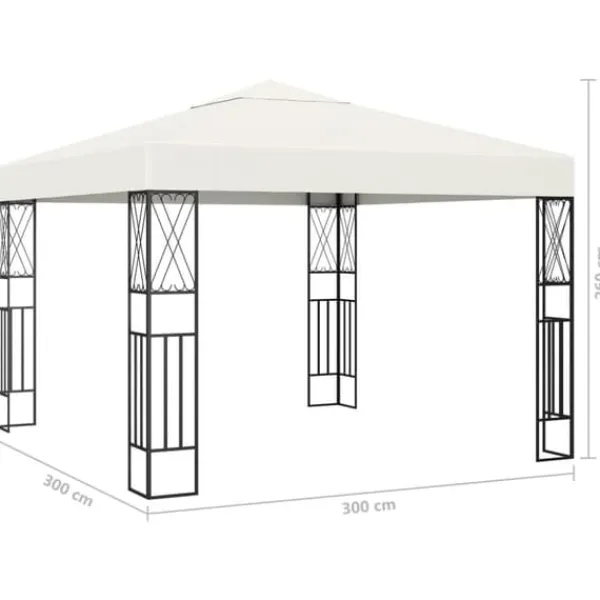 Telte & Lysthuse^The Living Store pavillon med LED-lyskæder 3x3 m stof cremefarvet - Festtelte & havepavilloner