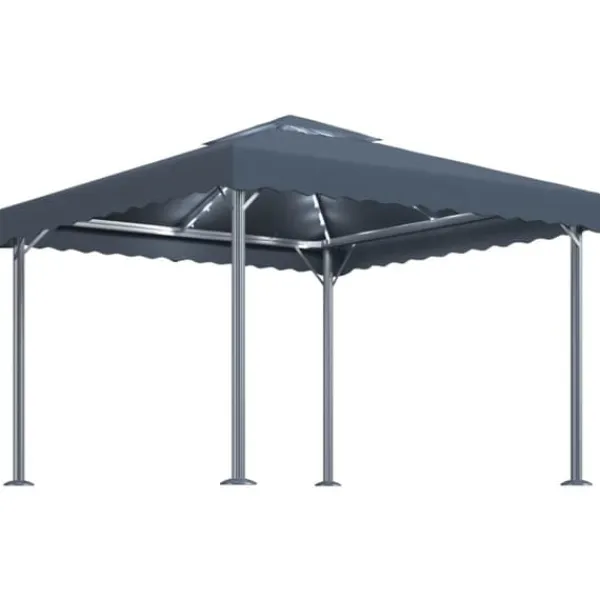 Sale The Living Store pavillon med LED-lyskæder 300x300 cm aluminium antracitgrå - Festtelte & havepavilloner Telte & Lysthuse