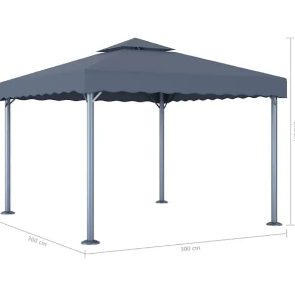 Sale The Living Store pavillon med LED-lyskæder 300x300 cm aluminium antracitgrå - Festtelte & havepavilloner Telte & Lysthuse