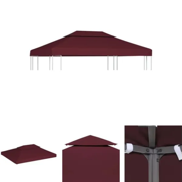 Telte & Lysthuse^The Living Store pavillontopdække i 2 lag 310 g/m² 4 x 3 m bordeaux - Festtelte & havepavilloner – tage