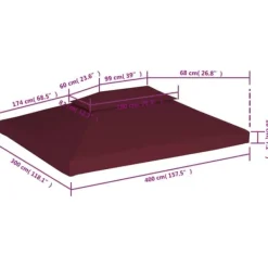 Telte & Lysthuse^The Living Store pavillontopdække i 2 lag 310 g/m² 4 x 3 m bordeaux - Festtelte & havepavilloner – tage