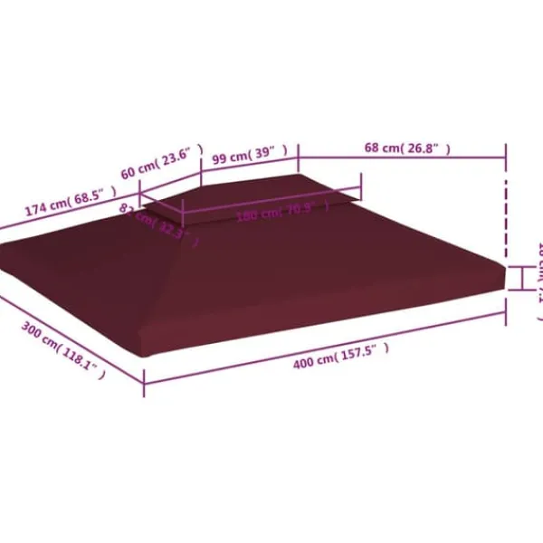 Telte & Lysthuse^The Living Store pavillontopdække i 2 lag 310 g/m² 4 x 3 m bordeaux - Festtelte & havepavilloner – tage