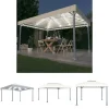Clearance The Living Store pavillon med LED-lyskæder 400x300 cm aluminium cremefarvet - Festtelte & havepavilloner Telte & Lysthuse