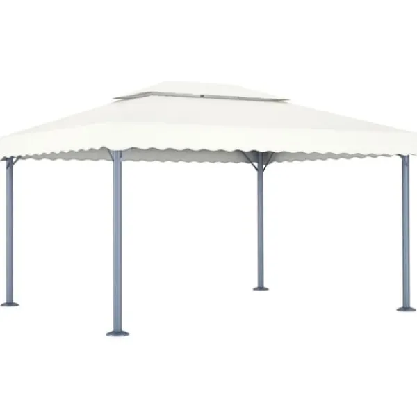 Clearance The Living Store pavillon med LED-lyskæder 400x300 cm aluminium cremefarvet - Festtelte & havepavilloner Telte & Lysthuse