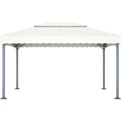 Clearance The Living Store pavillon med LED-lyskæder 400x300 cm aluminium cremefarvet - Festtelte & havepavilloner Telte & Lysthuse