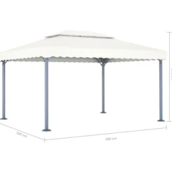 Clearance The Living Store pavillon med LED-lyskæder 400x300 cm aluminium cremefarvet - Festtelte & havepavilloner Telte & Lysthuse