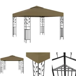 New The Living Store pavillon 3x3 m 180 g/m² gråbrun - Festtelte & havepavilloner Telte & Lysthuse