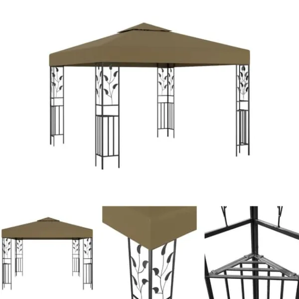 New The Living Store pavillon 3x3 m 180 g/m² gråbrun - Festtelte & havepavilloner Telte & Lysthuse