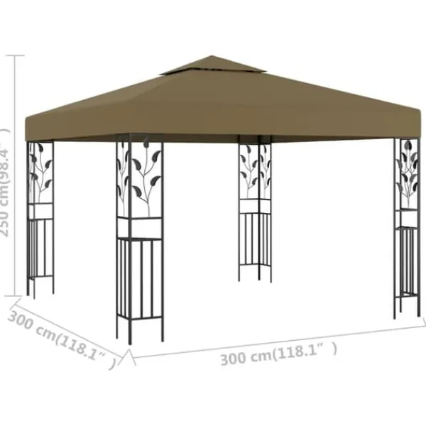 New The Living Store pavillon 3x3 m 180 g/m² gråbrun - Festtelte & havepavilloner Telte & Lysthuse