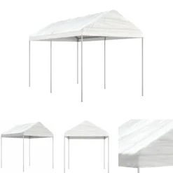 Telte & Lysthuse^The Living Store pavillon med tag 4,46x2,28x2,69 m polyethylen hvid - Festtelte & havepavilloner