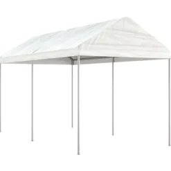 Telte & Lysthuse^The Living Store pavillon med tag 4,46x2,28x2,69 m polyethylen hvid - Festtelte & havepavilloner