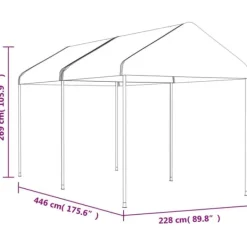 Telte & Lysthuse^The Living Store pavillon med tag 4,46x2,28x2,69 m polyethylen hvid - Festtelte & havepavilloner