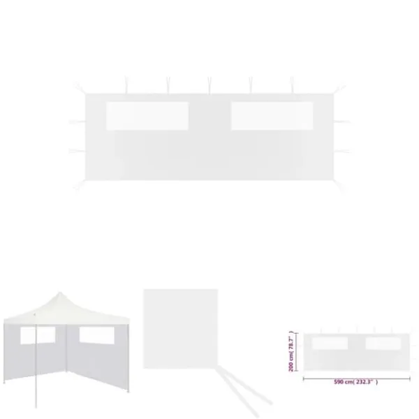 Telte & Lysthuse^The Living Store pavillonvæg med vinduer 6x2 m hvid - Festtelte & havepavilloner – tilbehør