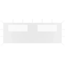 Telte & Lysthuse^The Living Store pavillonvæg med vinduer 6x2 m hvid - Festtelte & havepavilloner – tilbehør