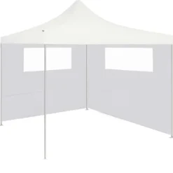 Telte & Lysthuse^The Living Store pavillonvæg med vinduer 6x2 m hvid - Festtelte & havepavilloner – tilbehør
