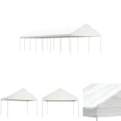 Clearance The Living Store pavillon med tag 15,61x4,08x3,22 m polyethylen hvid - Festtelte & havepavilloner Telte & Lysthuse