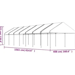 Clearance The Living Store pavillon med tag 15,61x4,08x3,22 m polyethylen hvid - Festtelte & havepavilloner Telte & Lysthuse