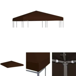 Telte & Lysthuse^The Living Store pavillontopdække 310 g/m² 3 x 3 m brun - Festtelte & havepavilloner – tage