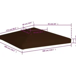 Telte & Lysthuse^The Living Store pavillontopdække 310 g/m² 3 x 3 m brun - Festtelte & havepavilloner – tage