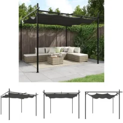 Hot The Living Store pergola med sammenrulleligt tag 295x292x230 cm antracitgrå - Festtelte & havepavilloner Buer, Spalier, Lysthuse Uden Tag