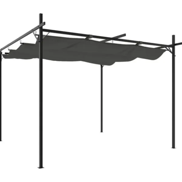 Hot The Living Store pergola med sammenrulleligt tag 295x292x230 cm antracitgrå - Festtelte & havepavilloner Buer, Spalier, Lysthuse Uden Tag