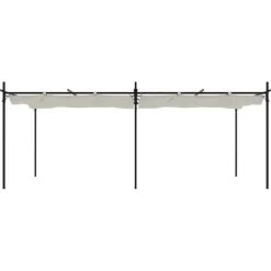 Buer, Spalier, Lysthuse Uden Tag^The Living Store pergola med sammenrulleligt tag 589x292x230 cm cremefarvet - Festtelte & havepavilloner
