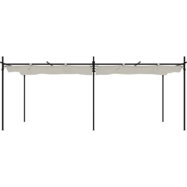 Buer, Spalier, Lysthuse Uden Tag^The Living Store pergola med sammenrulleligt tag 589x292x230 cm cremefarvet - Festtelte & havepavilloner