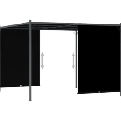 Buer, Spalier, Lysthuse Uden Tag^The Living Store pergola tilbagetrækkeligt tag 3x3 m antracitgrå - Havebuer, espalierer & pergolaer