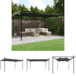 Online The Living Store pergola med sammenrulleligt tag 395x292x230 cm antracitgrå - Festtelte & havepavilloner Buer, Spalier, Lysthuse Uden Tag