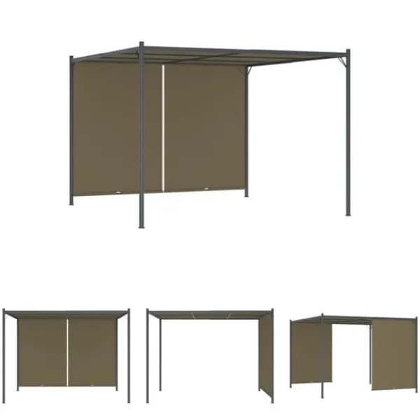 Buer, Spalier, Lysthuse Uden Tag^The Living Store pergola med tilbagetrækkeligt tag 3x3 m 180 g/m² gråbrun - Havebuer, espalierer & pergolaer