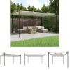 The Living Store pergola med sammenrulleligt tag 395x292x230 cm cremefarvet - Festtelte & havepavilloner Buer, Spalier, Lysthuse Uden Tag