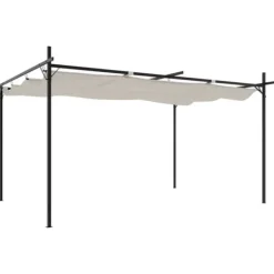 The Living Store pergola med sammenrulleligt tag 395x292x230 cm cremefarvet - Festtelte & havepavilloner Buer, Spalier, Lysthuse Uden Tag
