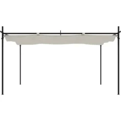 The Living Store pergola med sammenrulleligt tag 395x292x230 cm cremefarvet - Festtelte & havepavilloner Buer, Spalier, Lysthuse Uden Tag