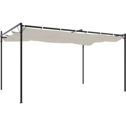 The Living Store pergola med sammenrulleligt tag 395x292x230 cm cremefarvet - Festtelte & havepavilloner Buer, Spalier, Lysthuse Uden Tag